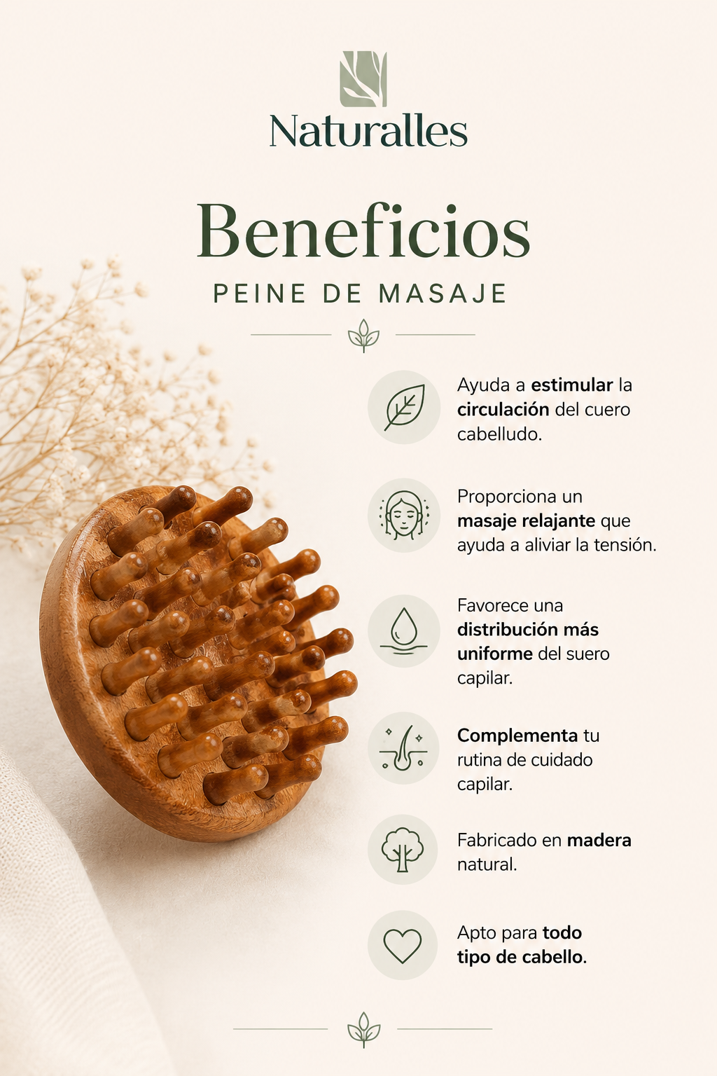 Peine de Masaje para el cuero cabelludo