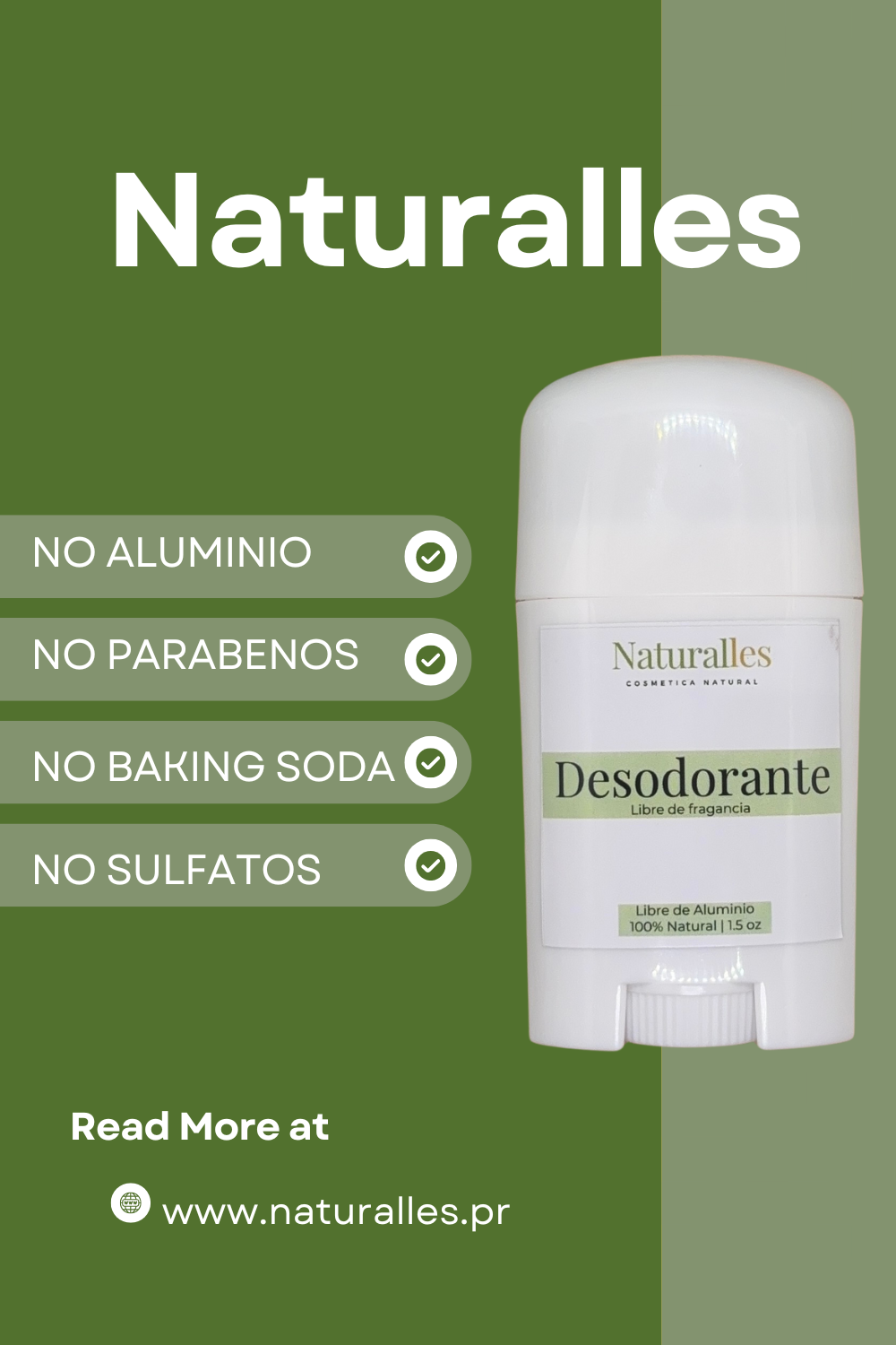 Desodorante 100% Natural libre de Aluminio
